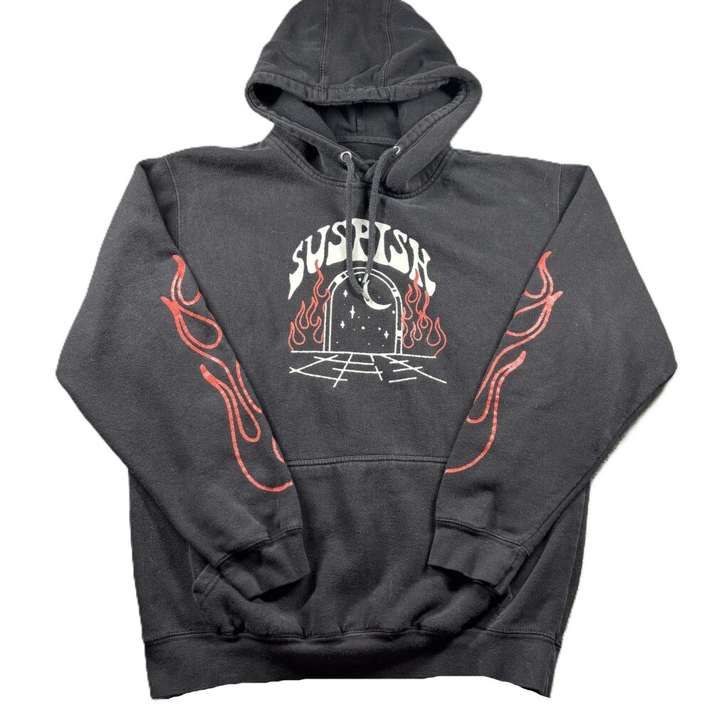 Bailey Sarian Suspish Unisex Hoodie Flames True Crime Graphic Black Large
